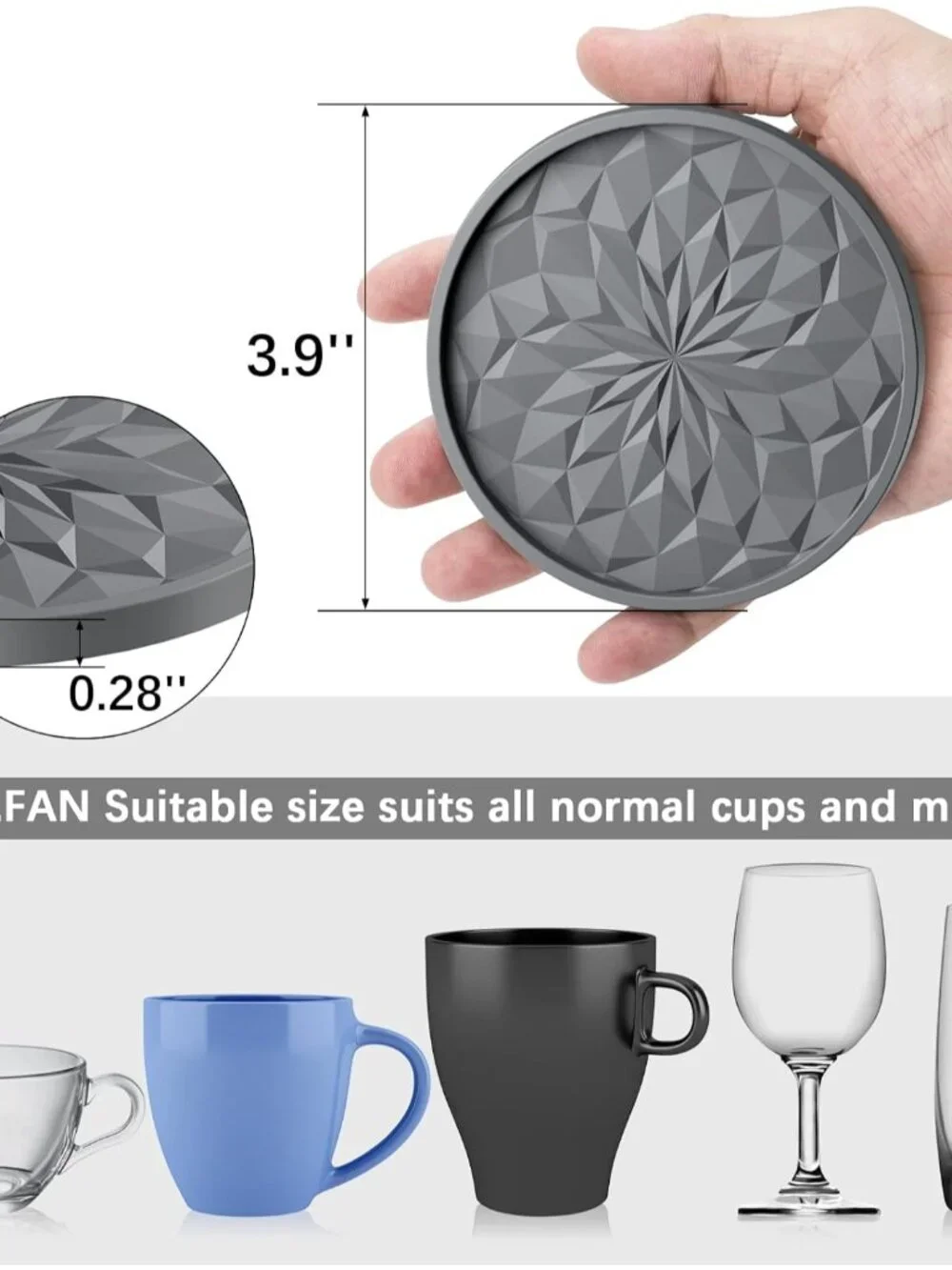Silicone Coasters with Holder,[6 Pack] Drinking Coasters - Cup Mat for Hot or Co